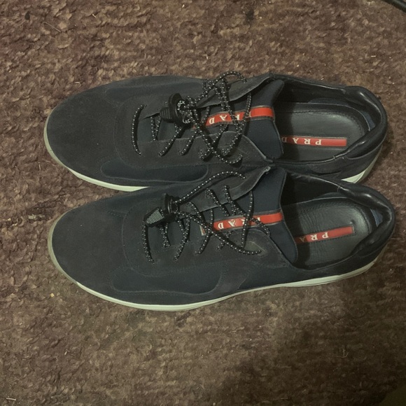 Prada Men's Black and Red Sneakers